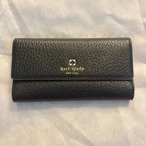 Kate Spade Black Key & Card Holder Pebbled Leather
